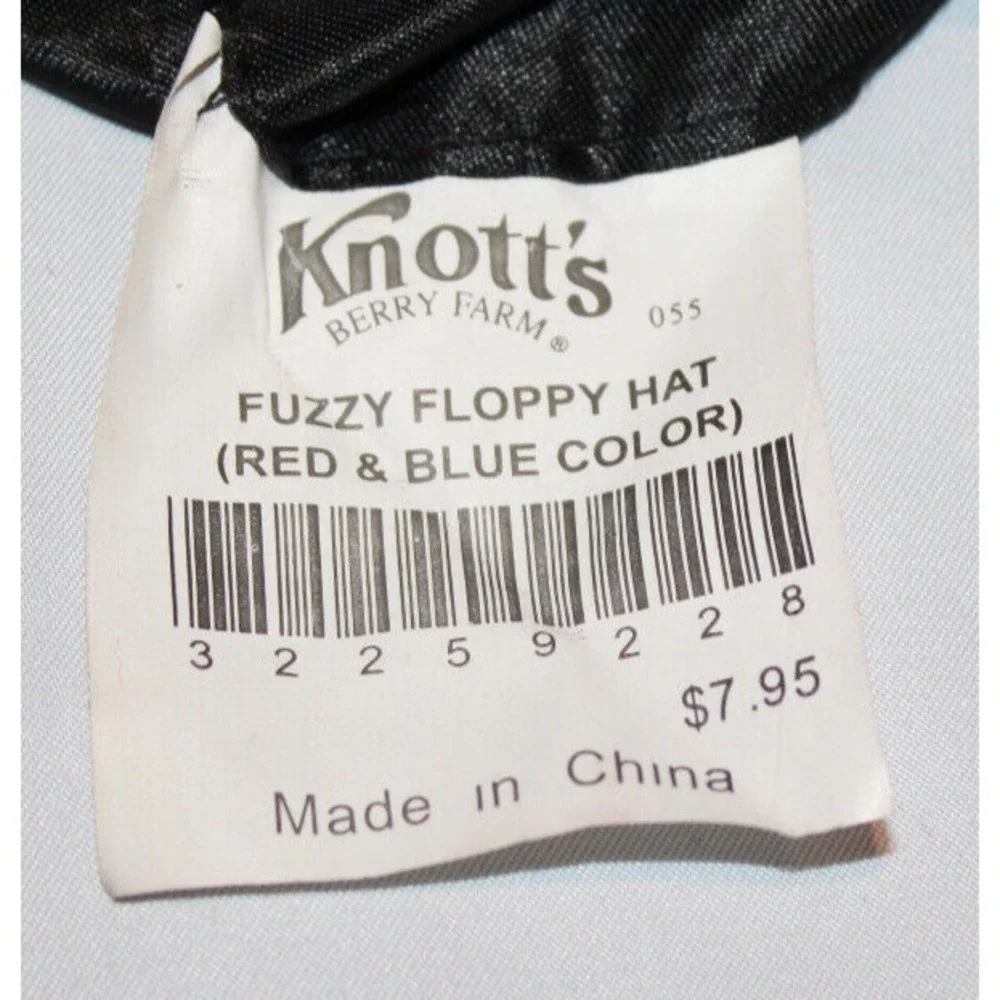 colorful Knott's Berry Farm Fuzzy Floppy bucket hat Red & Blue HTF Rare